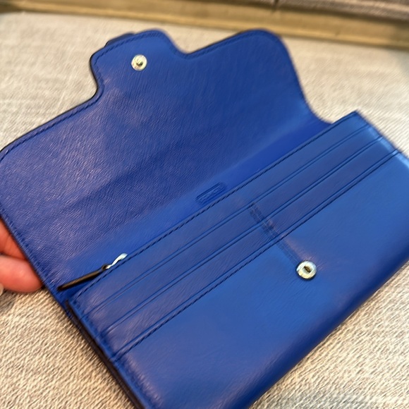 COACH-Top Stitched Bifold Wallet Womens Leather Snap-Royal blue - Picture 3 of 11